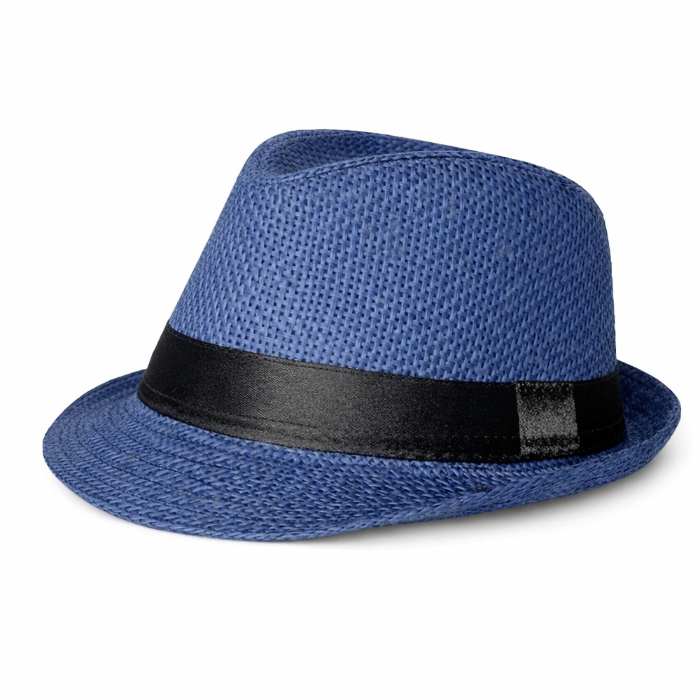 NWT Groovy Glam Navy Blue Straw Fedora Trilby Hat Size L Unisex